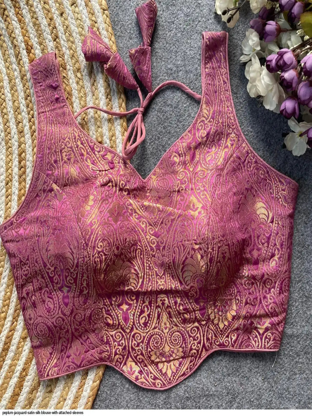 WT Premium Satin Silk Jacquard Designer Blouse in 12 Diff Colors