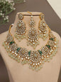 YNF Kundan Necklace Earrings Maangtika Set | Wedding Jewelry | 4 Color Options
