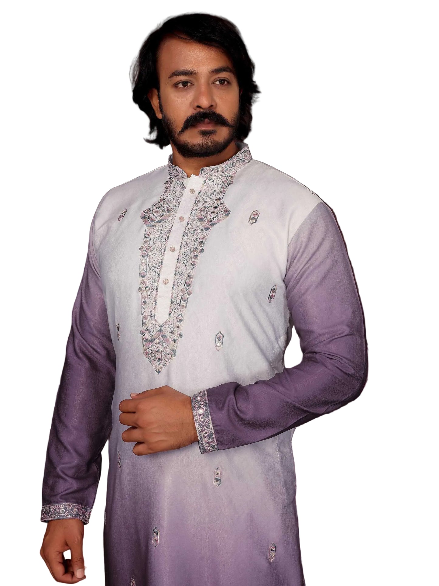 RE Men's Premium Cotton Silk Kurta Pajama Set with Mirror & Embroidery Work