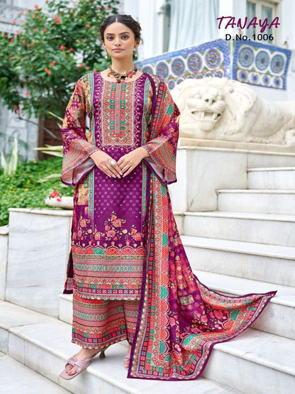 RE Pakistani Digital Print Pure Crape Silk Kurta Set with Original Mirror Work & Palazzo