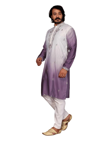 RE Men's Premium Cotton Silk Kurta Pajama Set with Mirror & Embroidery Work