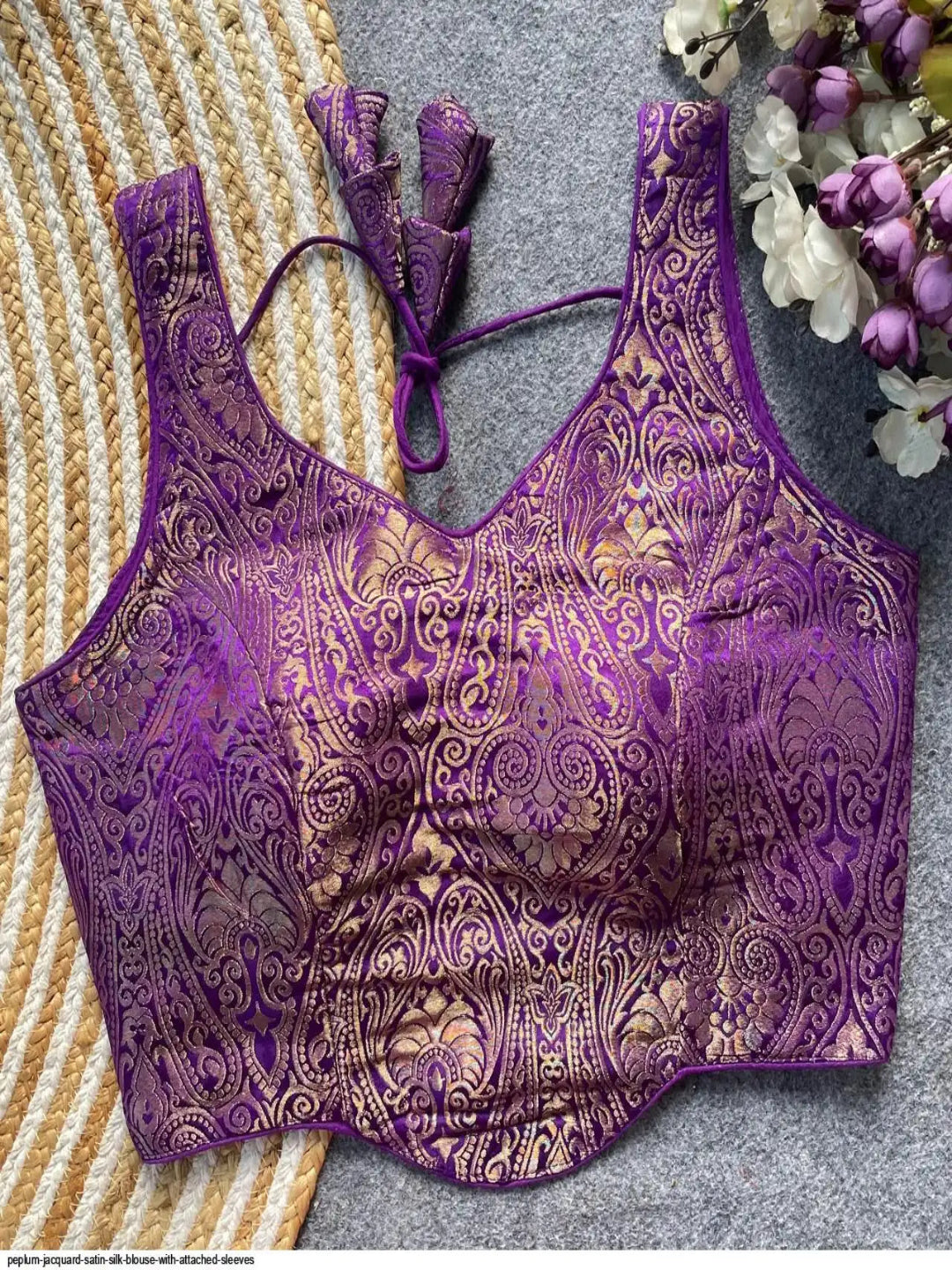 WT Premium Satin Silk Jacquard Designer Blouse in 12 Diff Colors