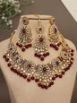 YNF Kundan Necklace Earrings Maangtika Set | Wedding Jewelry | 4 Color Options