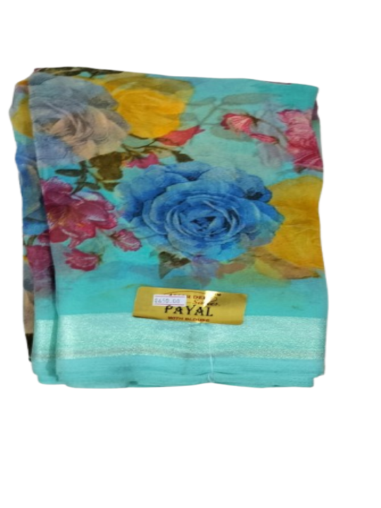 ShinySelect Soft & comfortable Georgette saree for daily use Light Blue