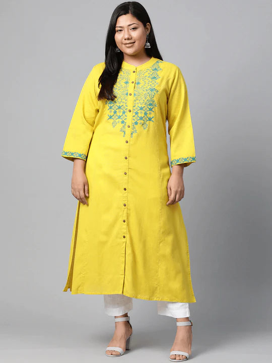 Divena Women's A-Line Yellow Cotton Kurta - SSDBK0235