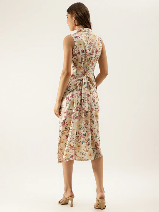 Divena Floral Print Rayon A-Line Midi Dress for Women -SSDBK1322