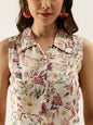 Divena Floral Print Rayon A-Line Midi Dress for Women -SSDBK1322 Cream