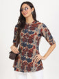 Divena Beige Multi Floral Printed Rayon Top- SSDBK1344