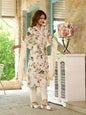 Divena Cream Floral Printed Straight Cotton Kurta Set-SSDBK1384