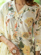 Divena Cream Floral Printed Straight Cotton Kurta Set-SSDBK1384