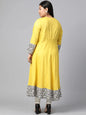 Divena Women's A-Line Yellow Ethnic Anarkali Cotton Kurta -SSDK0507 Yellow