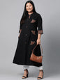 Divena Women's A-Line Black Casual Wear Cotton Kurta -SSDK0513 2XL Black