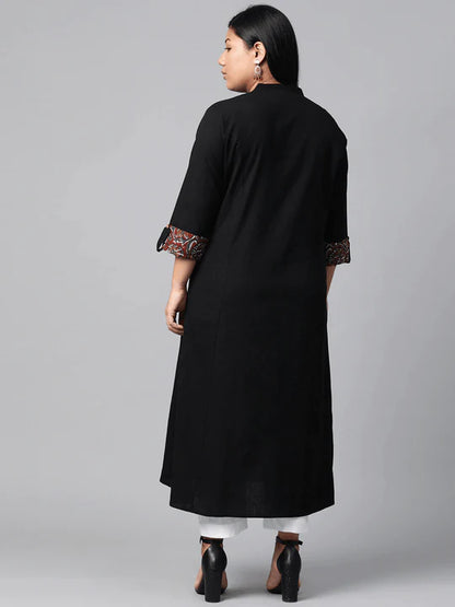 Divena Women's A-Line Black Casual Wear Cotton Kurta -SSDK0513 S Black