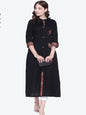 Divena Women's A-Line Black Casual Wear Cotton Kurta -SSDK0513 Black