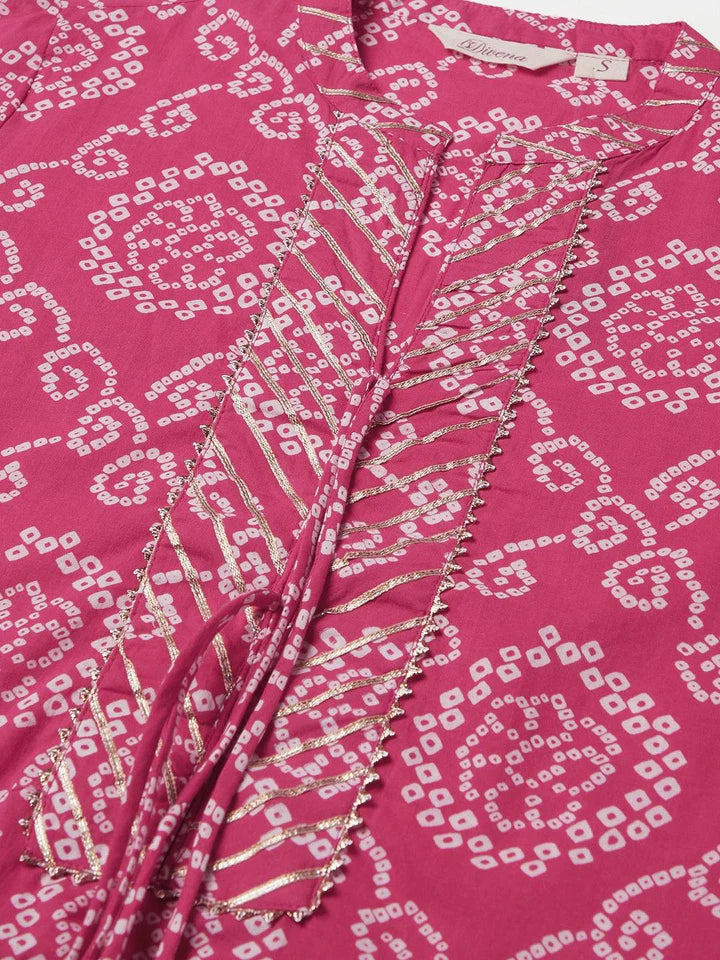 Divena Pink Bandhej Straight Kurta SSDK0639_40