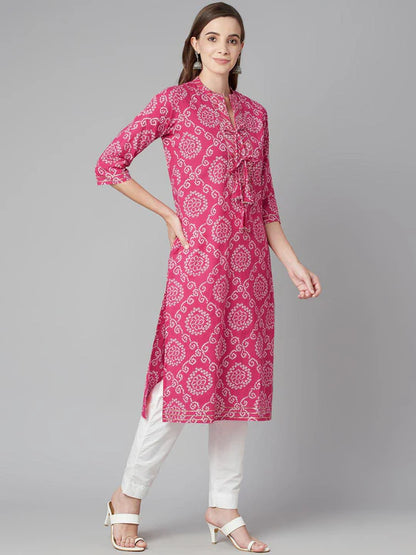 Divena Pink Bandhej Straight Kurta SSDK0639_40