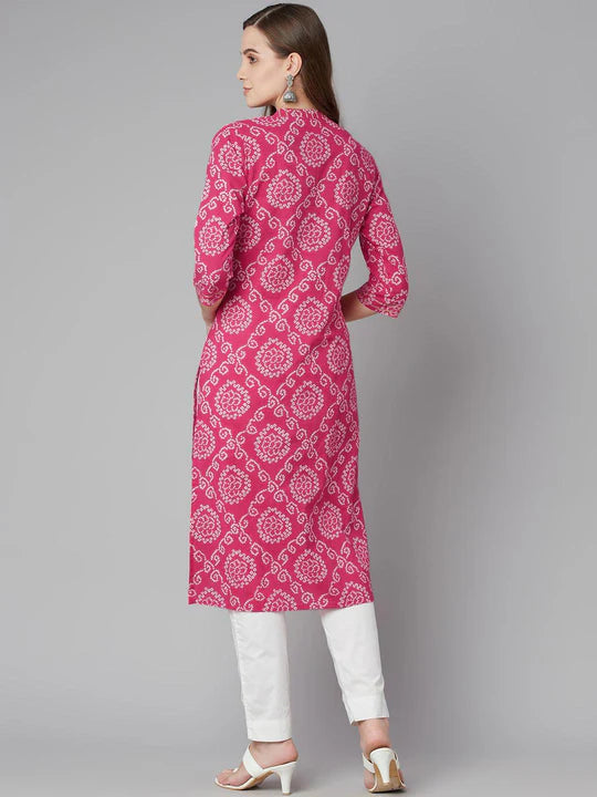 Divena Pink Bandhej Straight Kurta SSDK0639_40