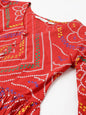 Divena Red Bandhani Printed Cotton Peplum Top - SSDK0808