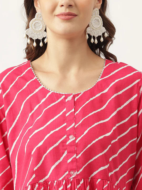 Divena Peach Ethnic Motif Print Modal Chanderi Top-SSDK0988