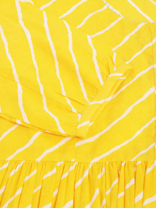 Divena Yellow Ethnic Motif Print Modal Chanderi Top-SSDK0989