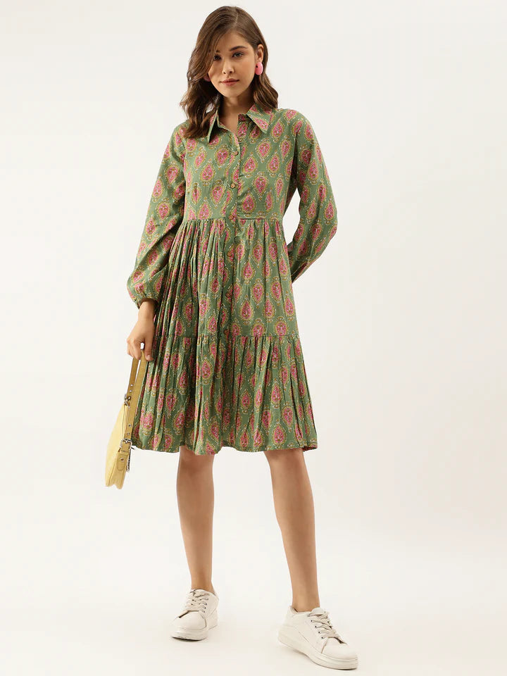 Divena Paisley Printed Cotton Dress for Women - SSDK1034_42_43