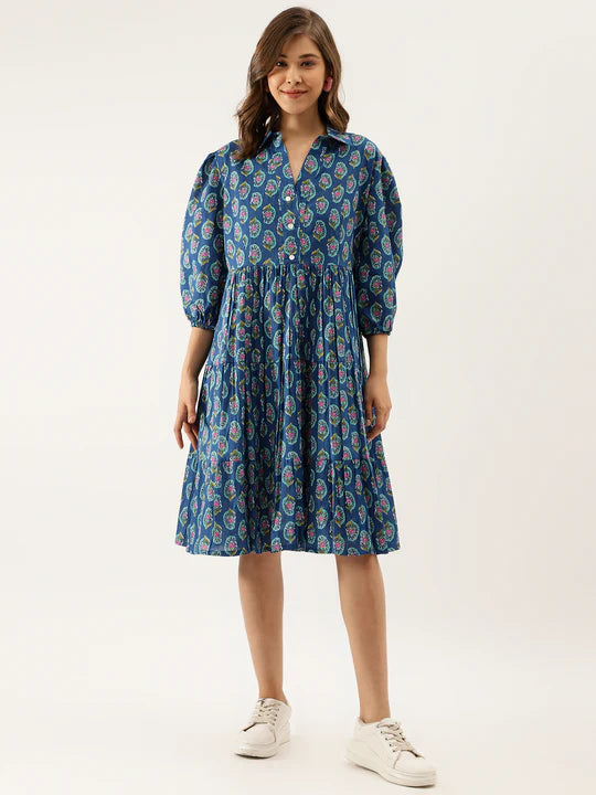 Divena Paisley Printed Cotton Dress for Women - SSDK1034_42_43