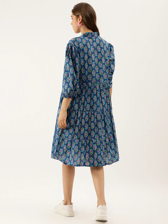 Divena Paisley Printed Cotton Dress for Women - SSDK1034_42_43