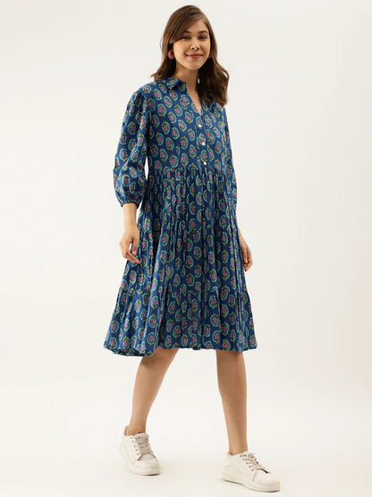 Divena Paisley Printed Cotton Dress for Women - SSDK1034_42_43