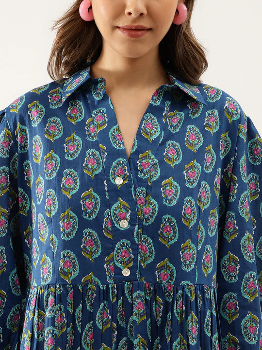 Divena Paisley Printed Cotton Dress for Women - SSDK1034_42_43