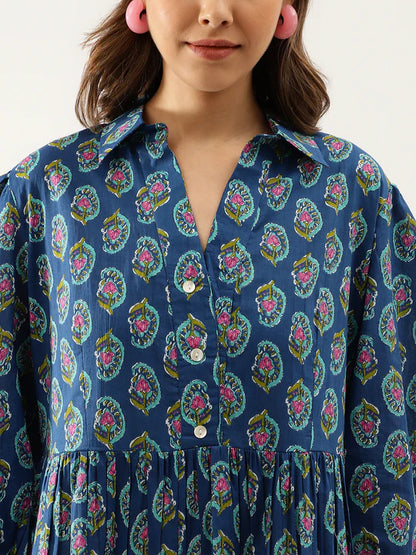 Divena Paisley Printed Cotton Dress for Women - SSDK1034_42_43