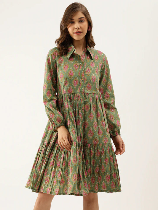 Divena Paisley Printed Cotton Dress for Women - SSDK1034_42_43