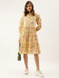 Divena Paisley Printed Cotton Dress for Women - SSDK1034_42_43 Yellow