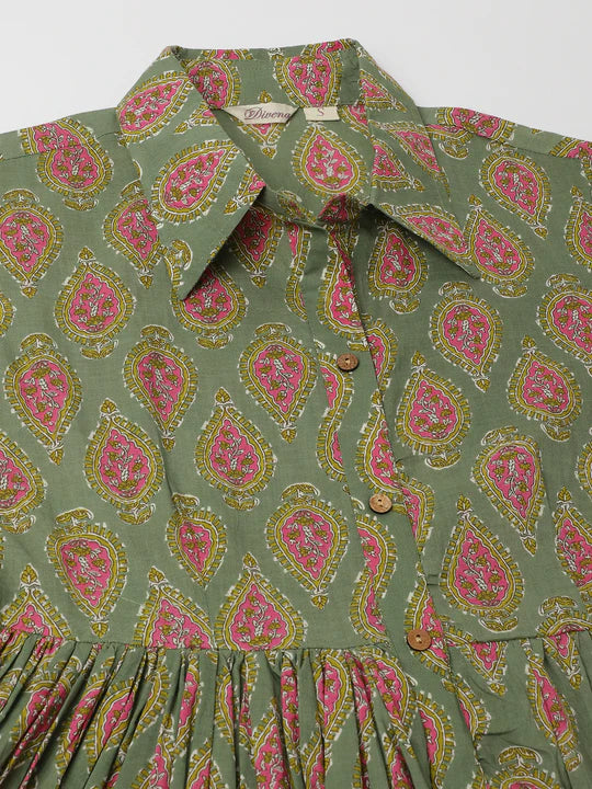Divena Paisley Printed Cotton Dress for Women - SSDK1034_42_43
