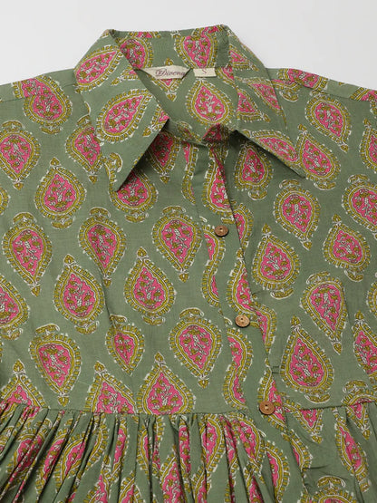 Divena Paisley Printed Cotton Dress for Women - SSDK1034_42_43