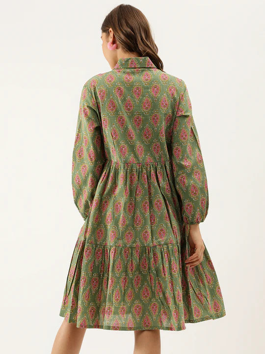 Divena Paisley Printed Cotton Dress for Women - SSDK1034_42_43
