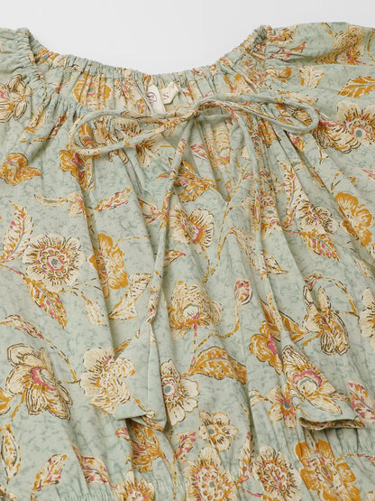 Divena Sky Blue Floral Dress -SSDK1036