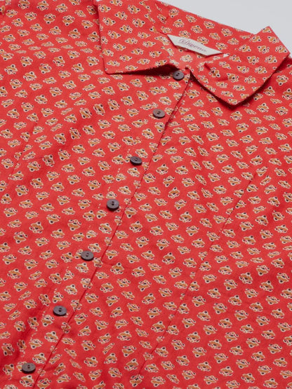 Divena Red Block Printed Casual Women Shirts-SSDK1103