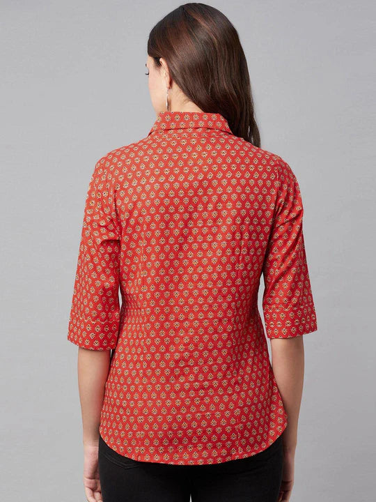 Divena Red Block Printed Casual Women Shirts-SSDK1103