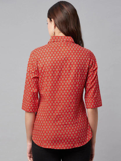 Divena Red Block Printed Casual Women Shirts-SSDK1103