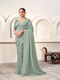ShinySelect Women silk saree with Zari work & blouse piece (Silk) Sea Green Standard