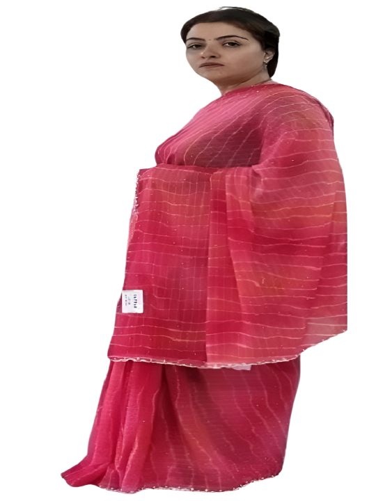 ShinySelect Chiffon saree with blouse piece & light stone work