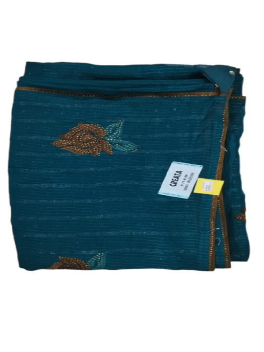 ShinySelect Soft & comfortable Georgette saree with blouse piece Blue