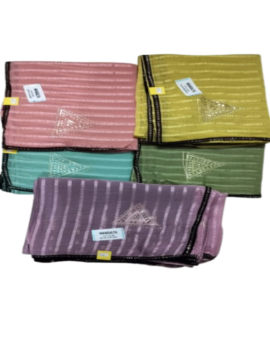 ShinySelect soft Chiffon saree with blouse piece & light stone