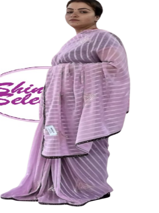 ShinySelect soft Chiffon saree with blouse piece & light stone