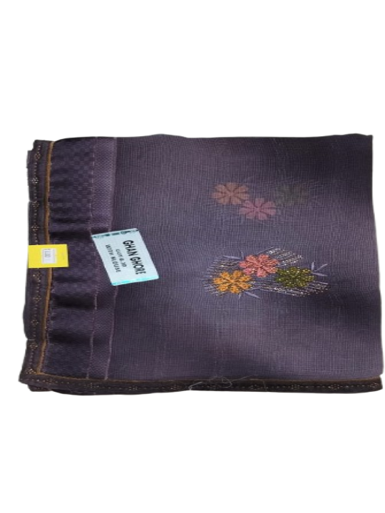 ShinySelect soft Chiffon saree with blouse piece & light stone Dark Gray