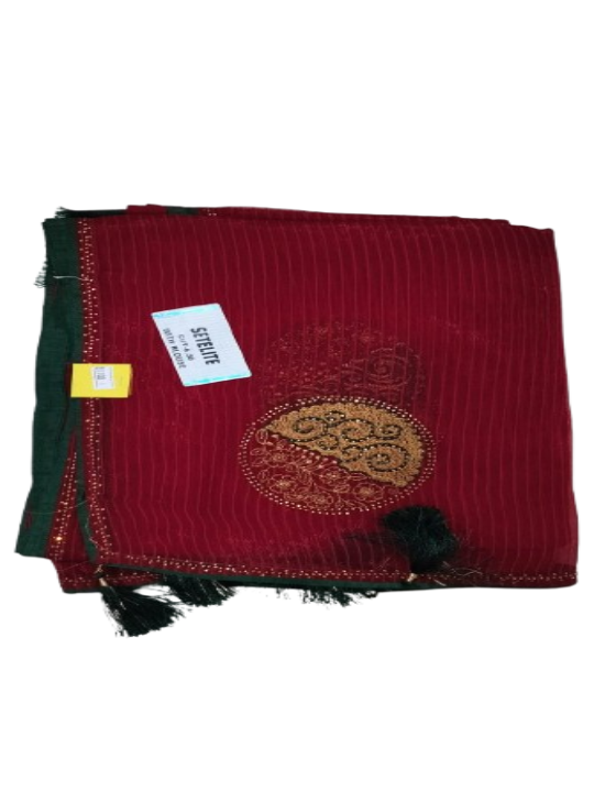 ShinySelect Jimmy Choo saree With Blouse Piece & Light Work Maroon