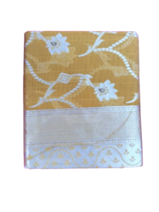 ShinySelect Cotton Saree with threaded border Light Orange