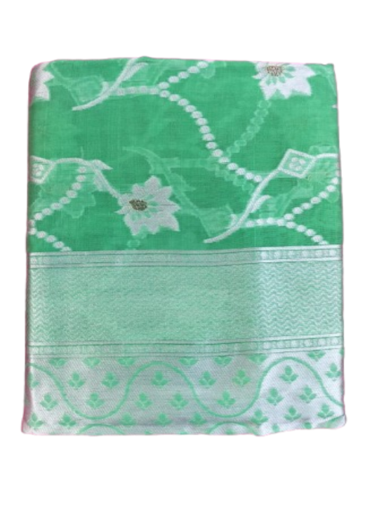 ShinySelect Cotton Saree with threaded border Light Green