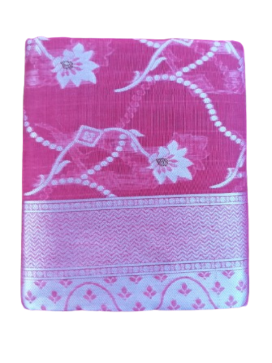 ShinySelect Cotton Saree with threaded border Pink