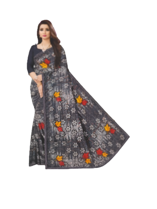 ShinySelect Printed Chiffon saree with light work & blouse piece